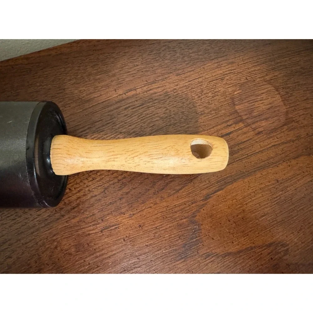 Vintage Black Non-Stick Rolling Pin Wood Handles 17.5